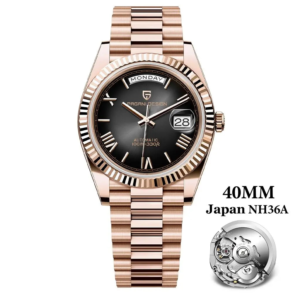PAGANI DESIGN DD40 Men's Watches 2026 Top Luxury Rose Gold Watch For Men Automatic Mechanical Wristwatches Waterproof Gift Clock