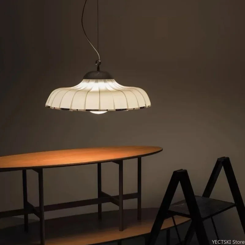 Middle Aged Style Double Layered Diffuse Reflection Soft Light Living Room Dining Room White Pendant Light Living Room