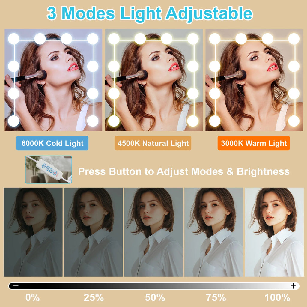 Vanity Set with 10 LED Lighted Mirror Makeup Dressing Table Dresser Desk & Stool