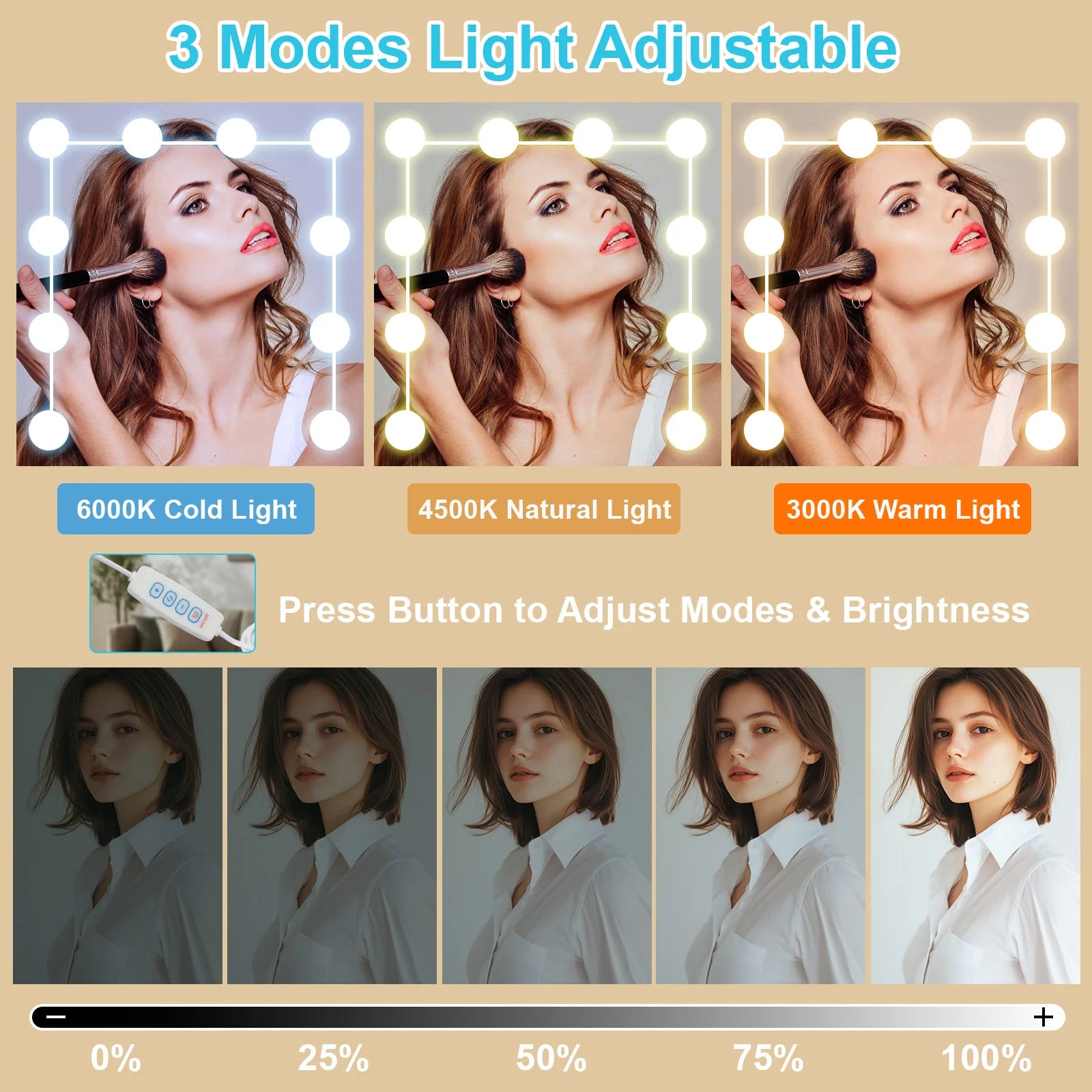 Vanity Set with 10 LED Lighted Mirror Makeup Dressing Table Dresser Desk & Stool