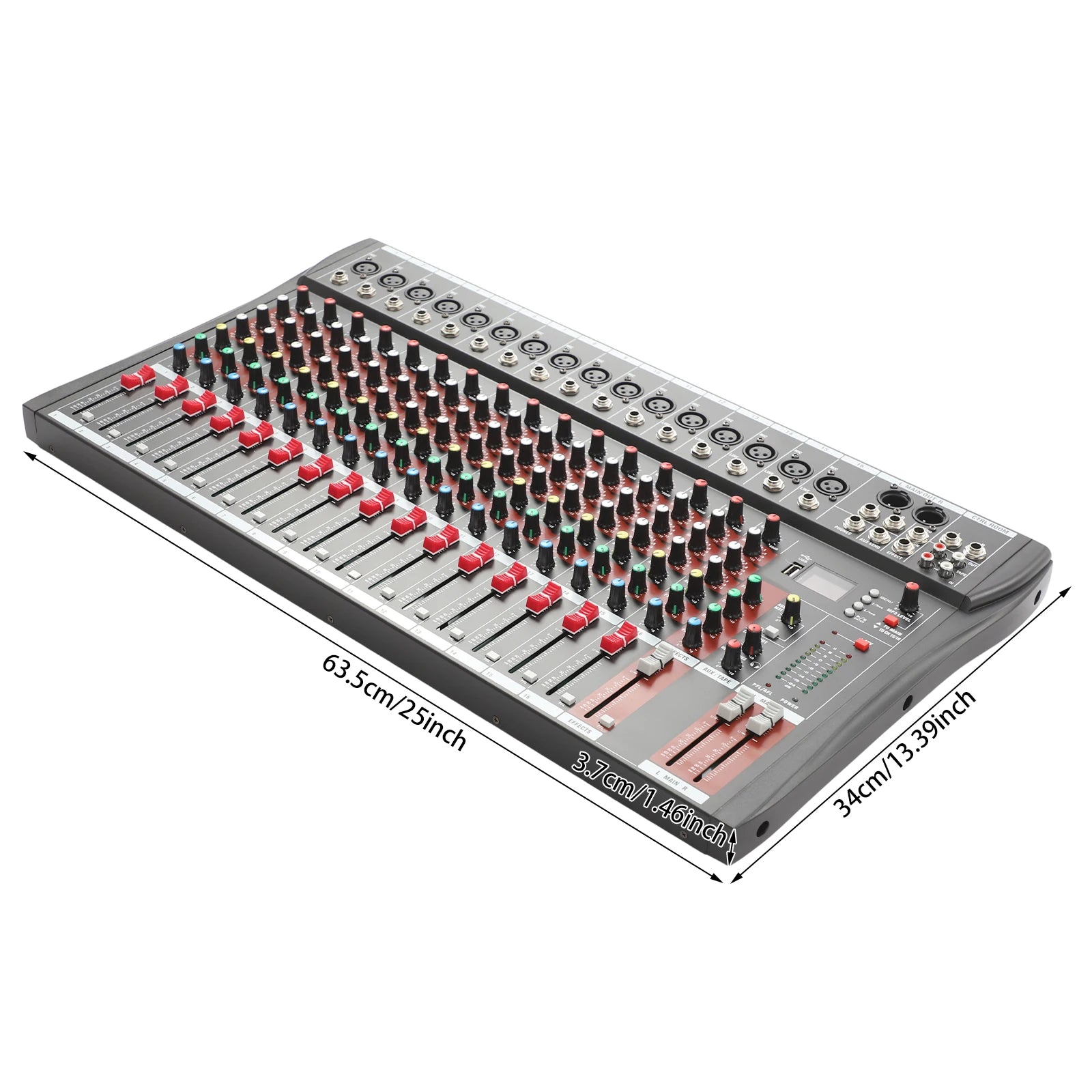 16 Channel DJ Audio Mixer with Bluetooth USB, Studio Audio Sound Mixer Console, Professional Power Mixer
