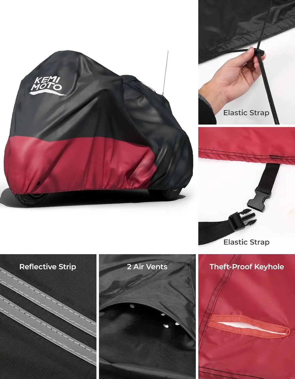 Heavy Duty 3-Wheel Motorcycle Cover for Trike Models, Waterproof All-Weather Protection with Antenna Opening