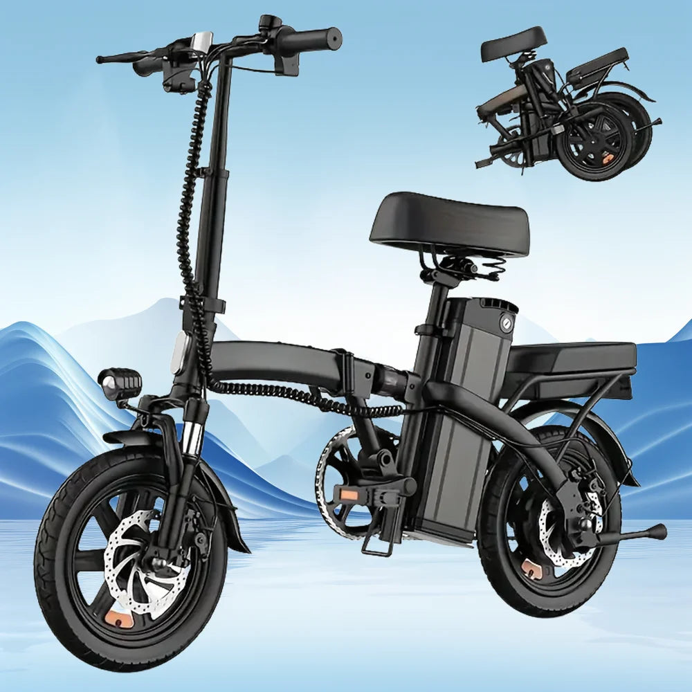 450W Peak Motor 14" Mini Folding Electric Motorcycles E Bike For Adults, 20Mph 19.5Miles 10.4AH Adults Electric Bicycle Ebike