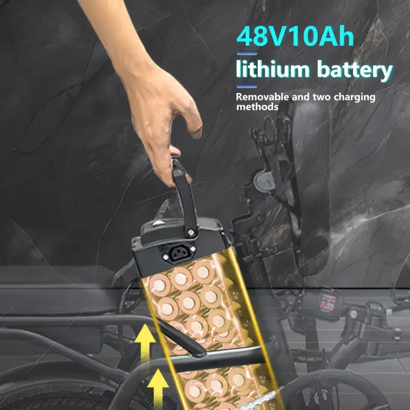 450W Peak Motor 14" Mini Folding Electric Motorcycles E Bike For Adults, 20Mph 19.5Miles 10.4AH Adults Electric Bicycle Ebike