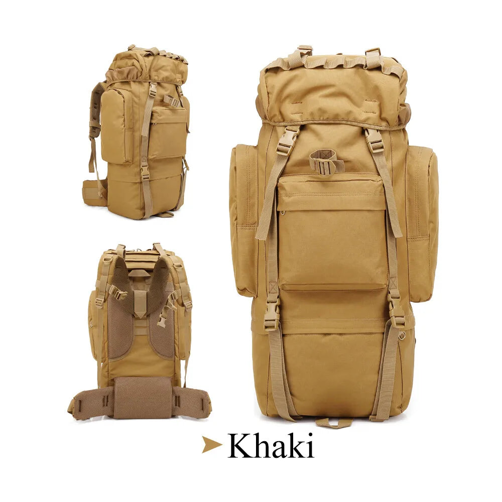 65L Tactical Backpack Rucksack Camping Traveling Climbing Bag for Outdoor Sport Waterproof Nylon Backpacks Hunting Bags