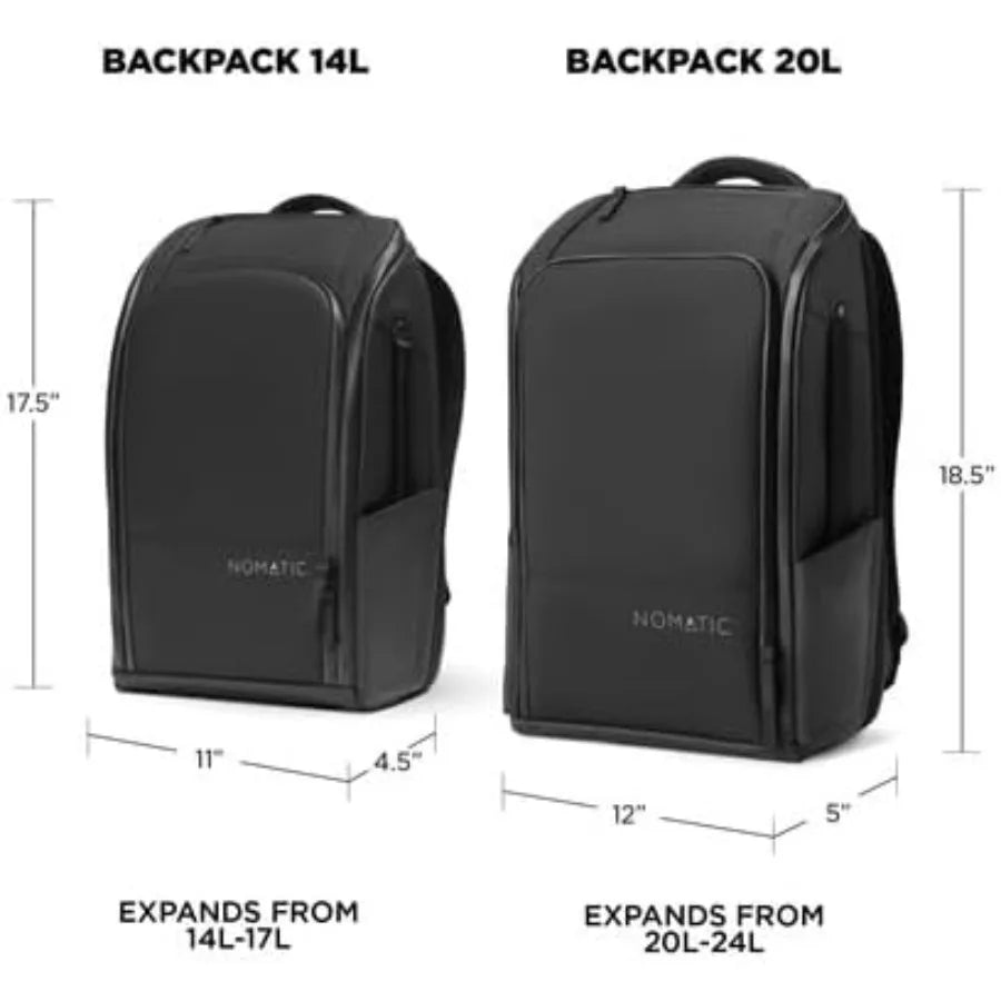 NOMATIC 14L Backpack- Carry On Backpack and Water Resistant Laptop Bag - Carry On or Business Backpack for Men and Women Black