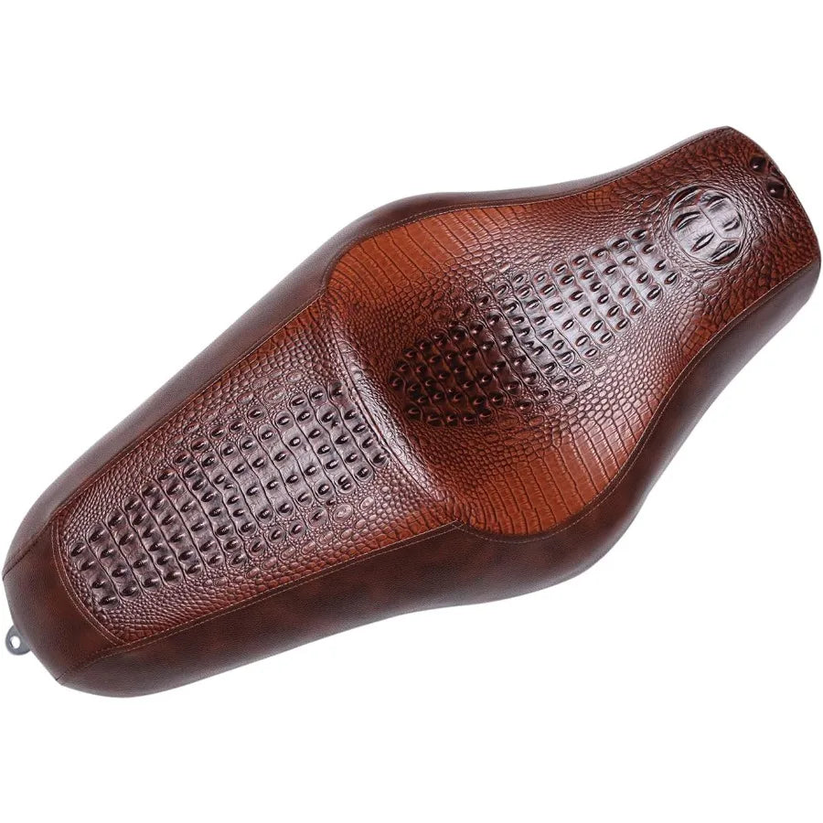 Motorcycle Driver Passenger Seat 2 Up Compatible with Sportster Iron 883 1200 Chopper Bobber Cafe Racer Custom BrownCrocodile