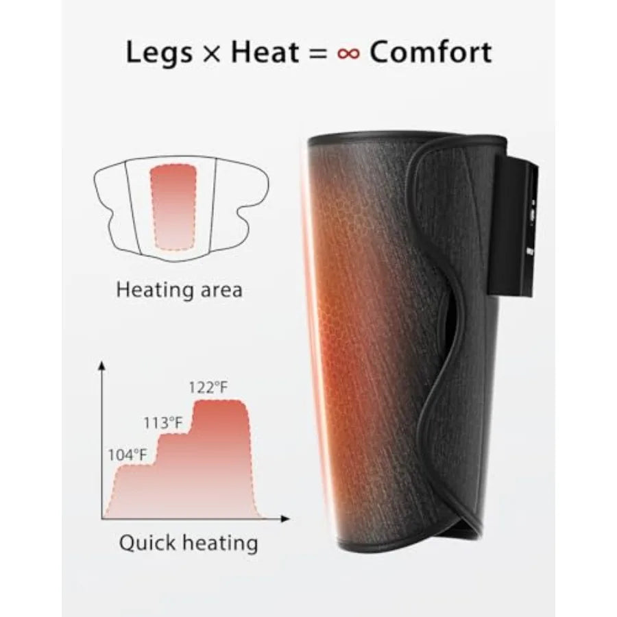 Cordless Leg Massager with Heat and Air Compression for Enhanced Circulation and Pain Relief During Long Travel Rechargeable Ca