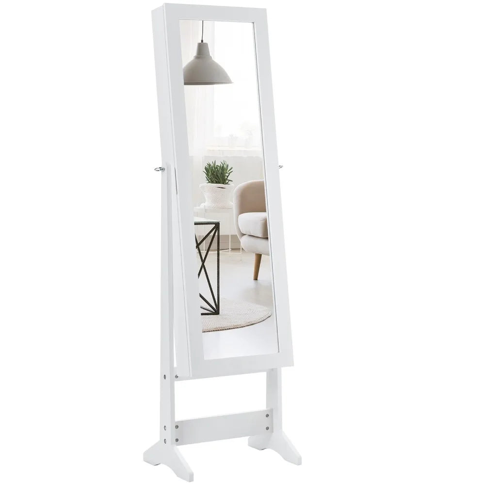 Vanity Mirror Tilting Jewelry Cabinet Organizer Storage Box White