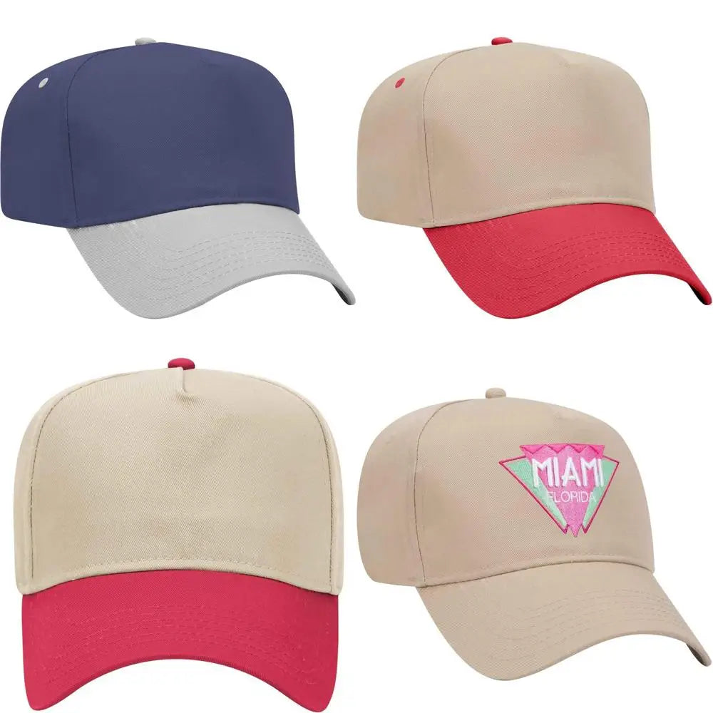 Mid Profile 5 Panel Baseball Cap Wholesale 12 Pack Cap for Casual Wear and Team Sports