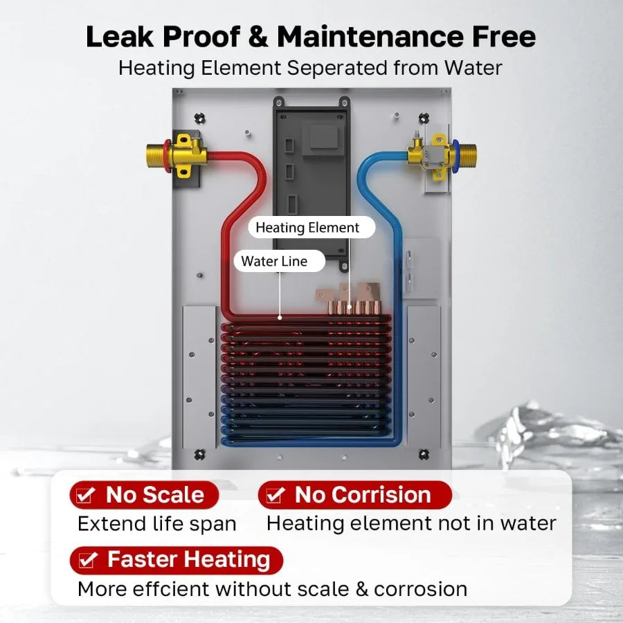 Tankless Water Heater Electric 8kW at 240 Volt On Demand Instant Hot Water Heater for Point of Use Self-Modulating Save Energy