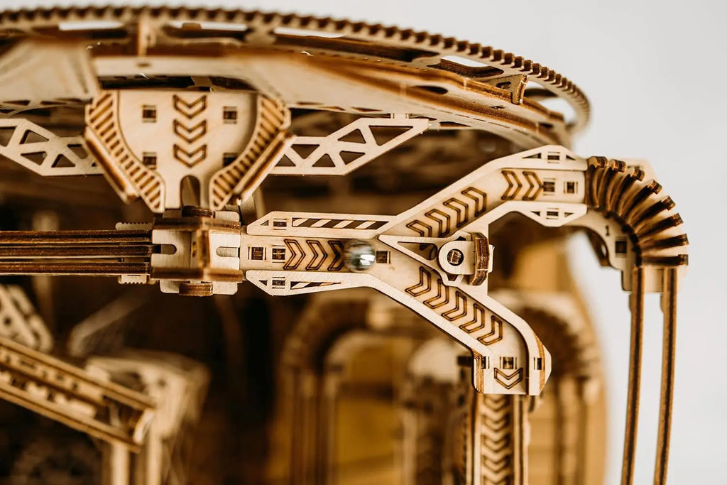 Wooden Marble Run Electric Motorized - 3D Wooden Puzzles for Adults and Kids to Build - 15x14 in - Roller Coaster Wooden Model K