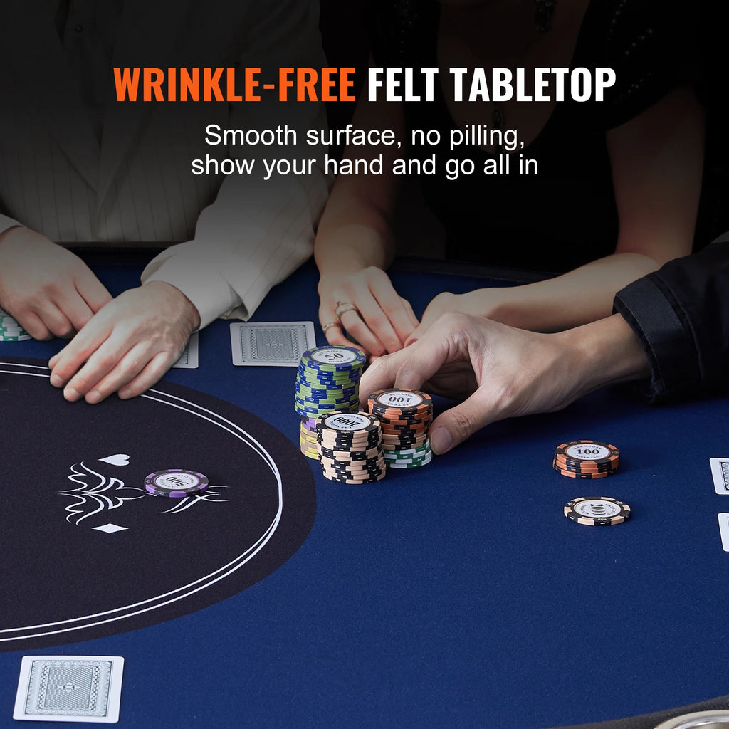 SucceBuy 10 Player Poker Table 84" Blackjack Texas Holdem Poker Table Folding Card Board Game Table Oval Casino Leisure Table