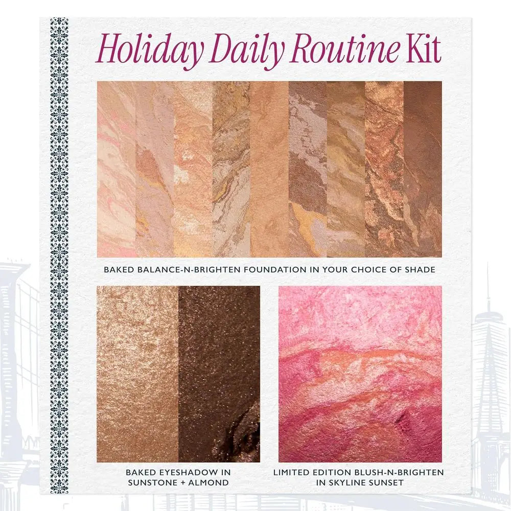 Daily Routine Kit | Porcelain | Limited Edition Makeup Set | Baked Foundation or Mature Skin, Exclusive Blush, Eye, Retractable