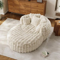 Oversized Round Chaise Lounge Chair with Ottoman Indoor Boneless Faux Fur Plush Fluffy Circle Couch Soft Comfy Cozy Cloud Readin