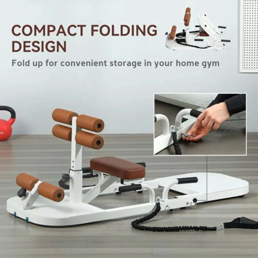 Foldable Sissy Squat Machine with Push Up Stand and Wheels for Home Gym Multipurpose Glute Workout Equipment in Black Compact a