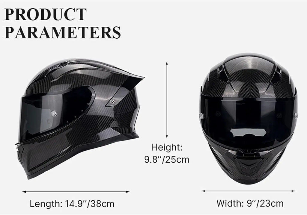 Carbon Fiber Full Face Motorcycle Helmets with Spoiler Sport Touring Street Motorcycle Helmet Bluetooth Ready Speaker Pockets