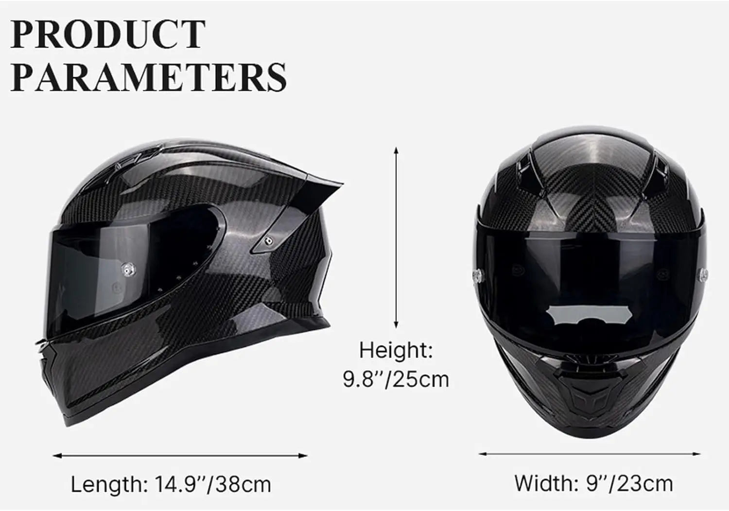 Carbon Fiber Full Face Motorcycle Helmets with Spoiler Sport Touring Street Motorcycle Helmet Bluetooth Ready Speaker Pockets