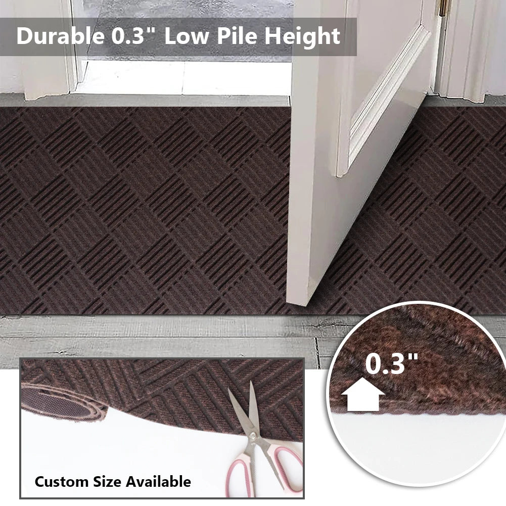 LITA Solid Plain Rubber Backed Non Slip Hallway Stair Runner Rug Carpet Durable Large Front Door Mats Indoor Entrance Mat