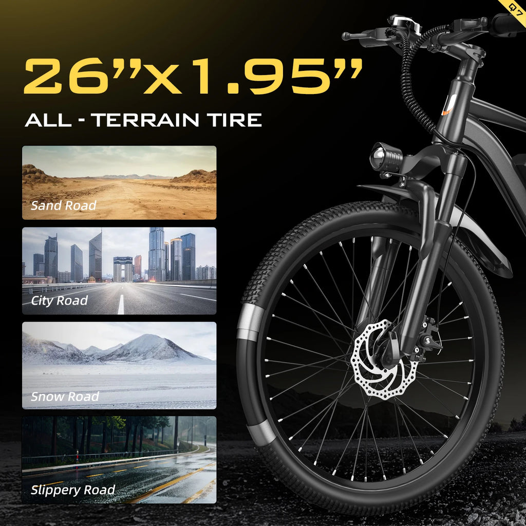 26" Electric Motorcycles Mountain E Bike for Adults, 600W Peak Motor Ebike 19.9Mph 31Miles 10.3AH Adults Electric Bicycle