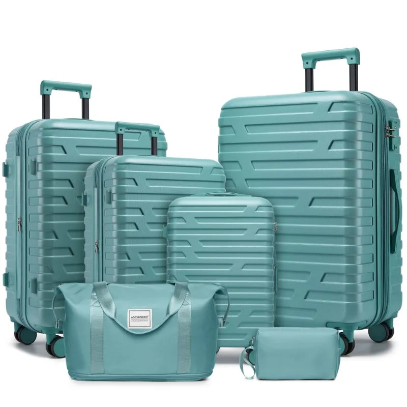 6 Piece Hardside Expandable Luggage Set with Duffel Bags Spinner Wheels
