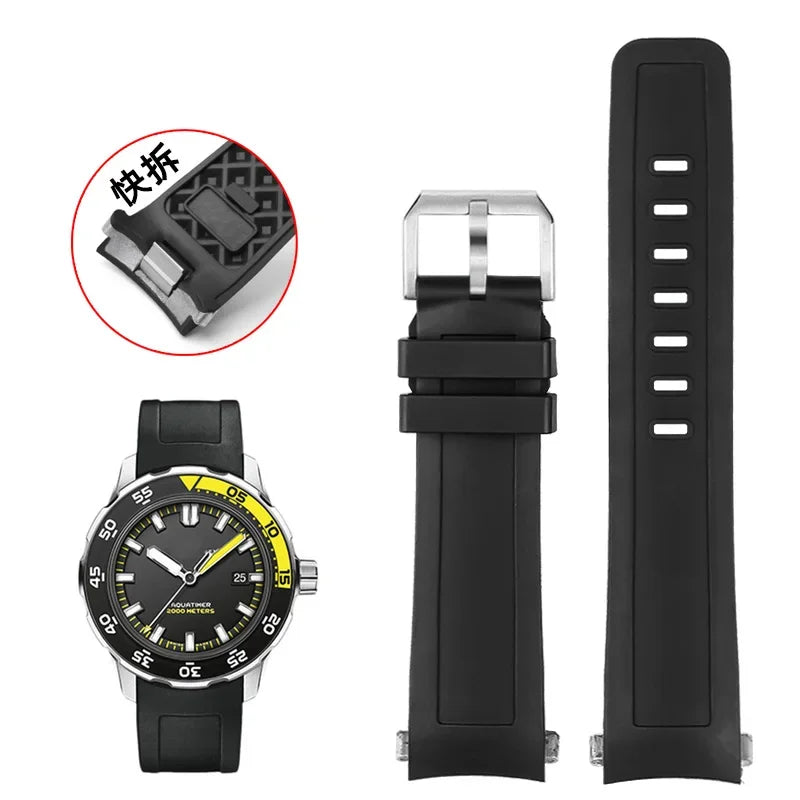 22mm Quick Release Rubber Curved End Strap For IWC International Ocean Timepiece IW356802/376705 Men's Bracelet