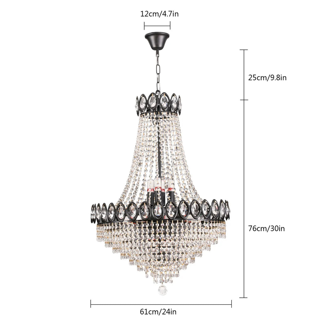 Unique Elegant Crystal Chandelier with Adjustable Chain Soft light for High Ceiling Foyer Entryway Living Room Dining Room