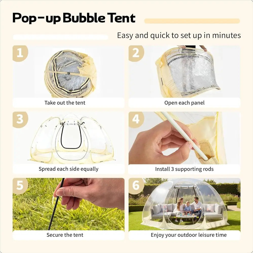 Portable Bubble Tent for 4-6 People, Quick Setup Igloo Shelter, Outdoor Screen House for Patios and Cold Weather