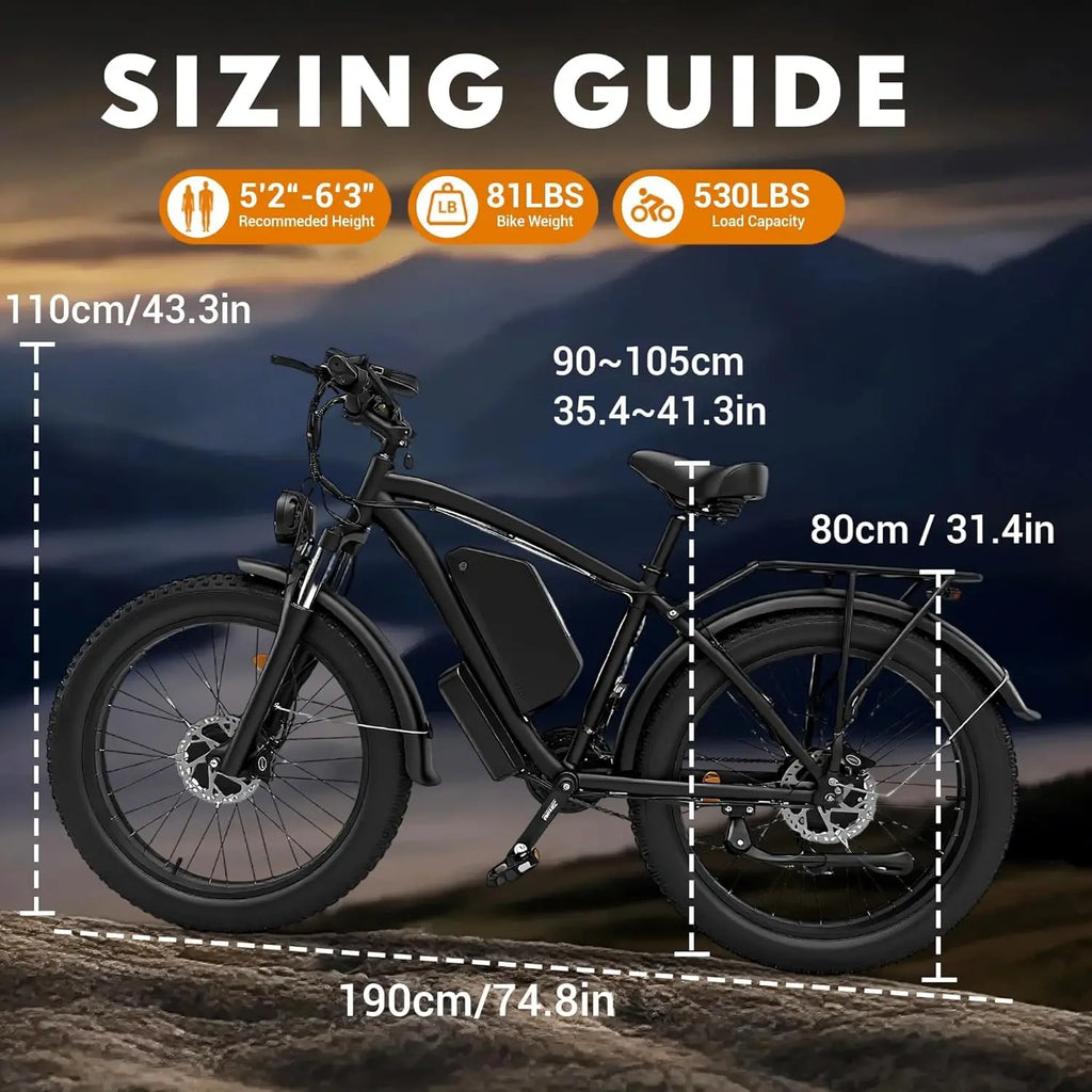 NOVA X1 6000W Peak Dual Motor Electric Bike for Adult, 50MPH with 60V25AH Battery, 26" Fat Tire Electric Bicycle for All Terrain
