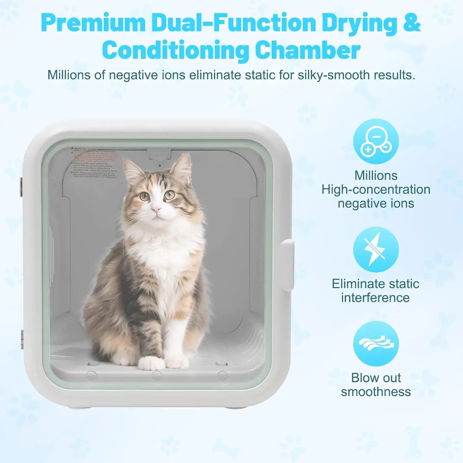 62L Pet Dryer Box for Cats and Small Dogs 【Fastest 15-Minute Drying】, 35dB Ultra Quiet Automatic Cat Dryer Box,, Customized