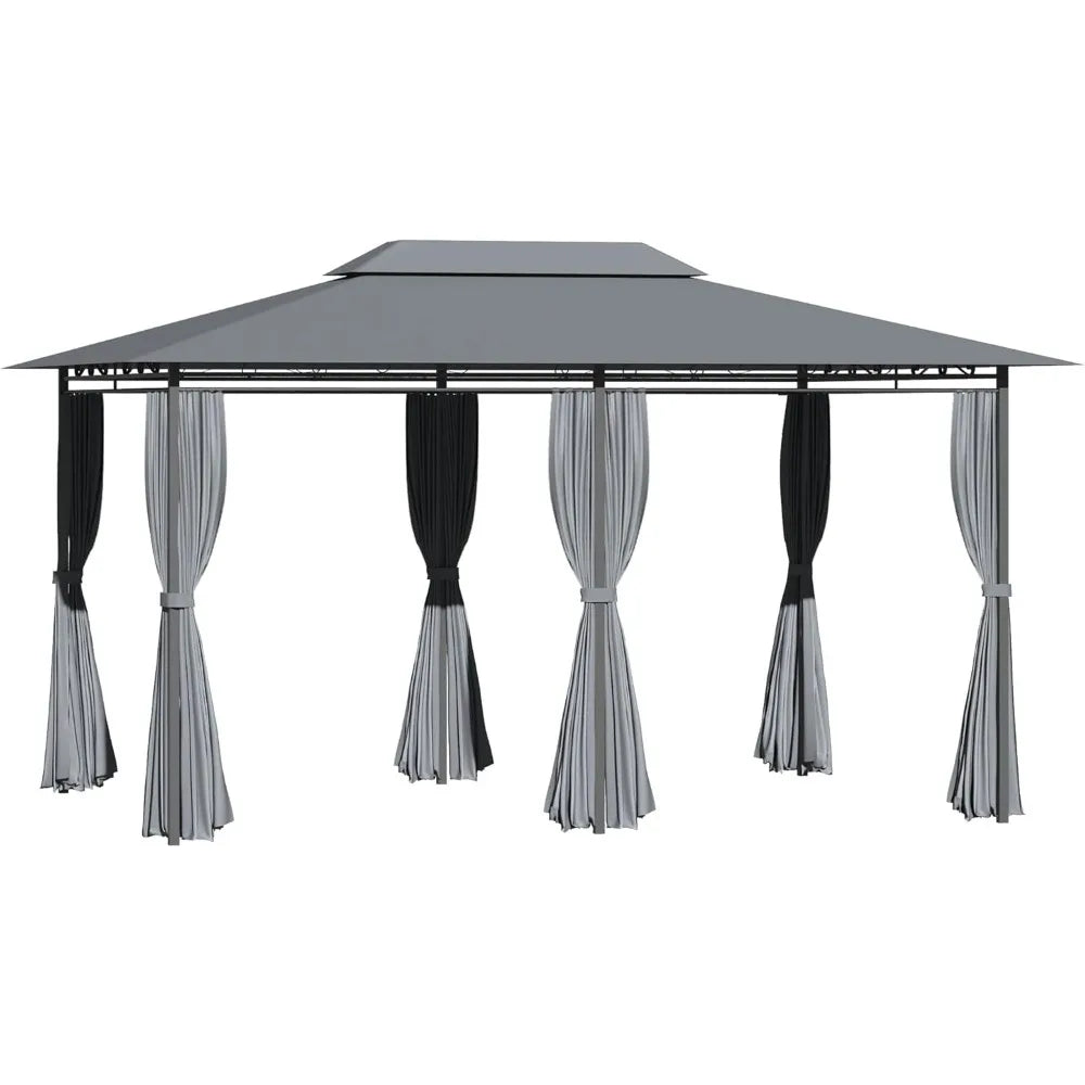 10' x 13' Patio Gazebo, Outdoor Gazebo Canopy Shelter with Curtains, Vented Roof, Sturdy  Steel Frame, UV resistant Pergola