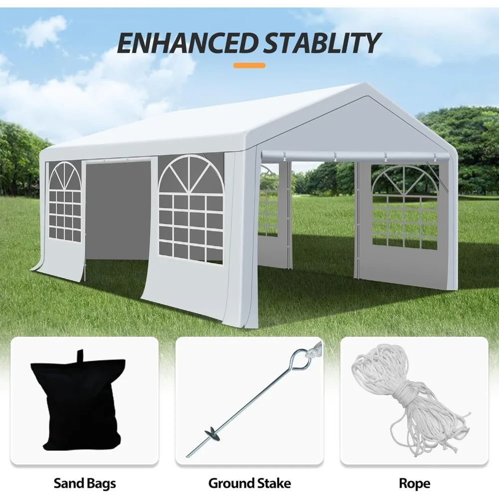 Heavy-Duty 13x20 Foot Outdoor Wedding Party Tent with Detachable Sidewalls for Events and Shelters