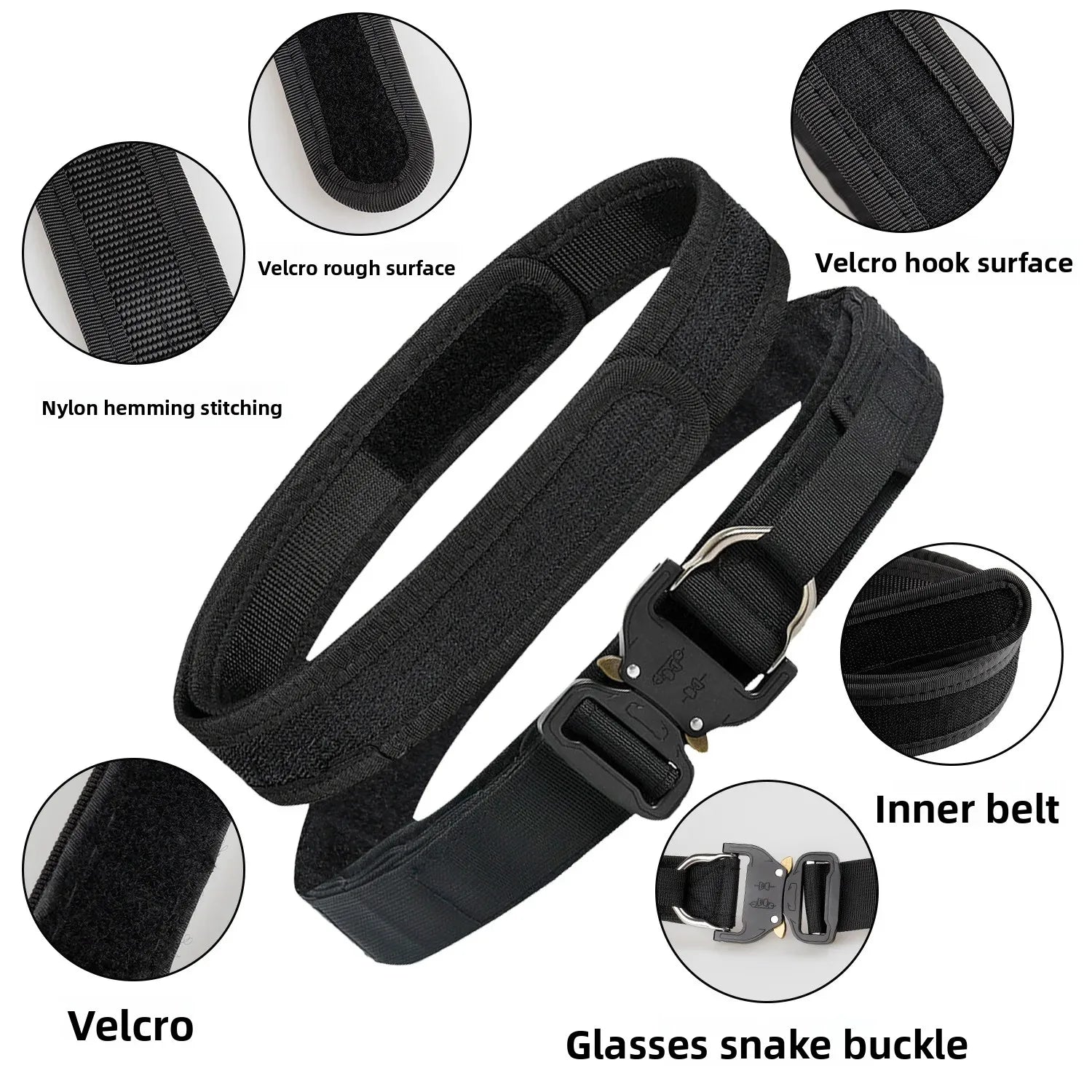 Thickened Outdoor Tactical Belt Double Layer Alloy Buckle Cobra Design for Military Fans Ideal for CS Games And Wilderness Activ