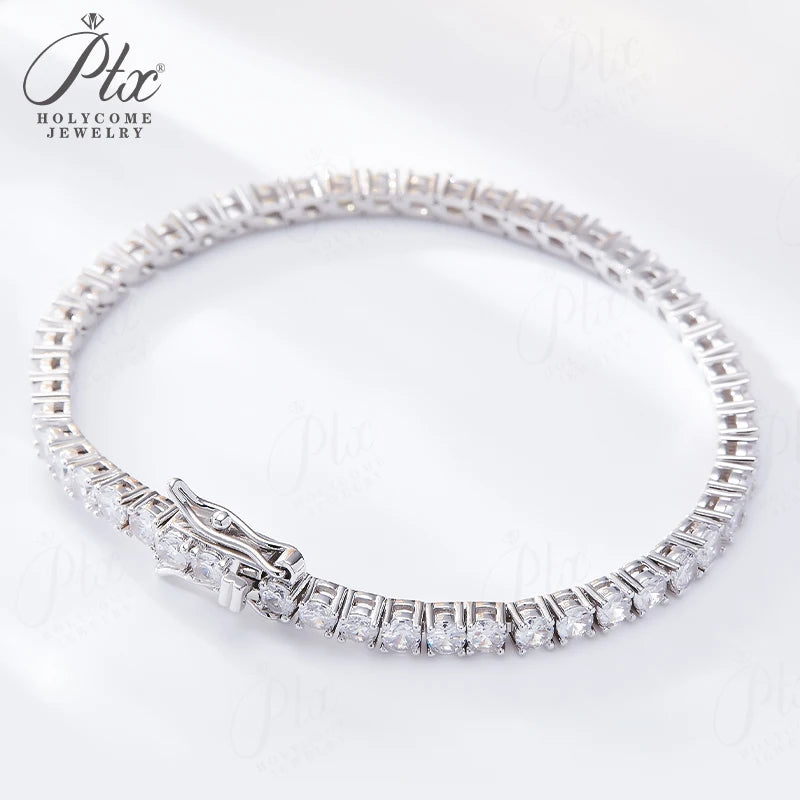 3/4/5/6.5mm Moissanite Tennis Bracelet Silver Color For Women Men Dazzling Crystal Hand Chain Wedding Gift Punk Fashion Jewelry