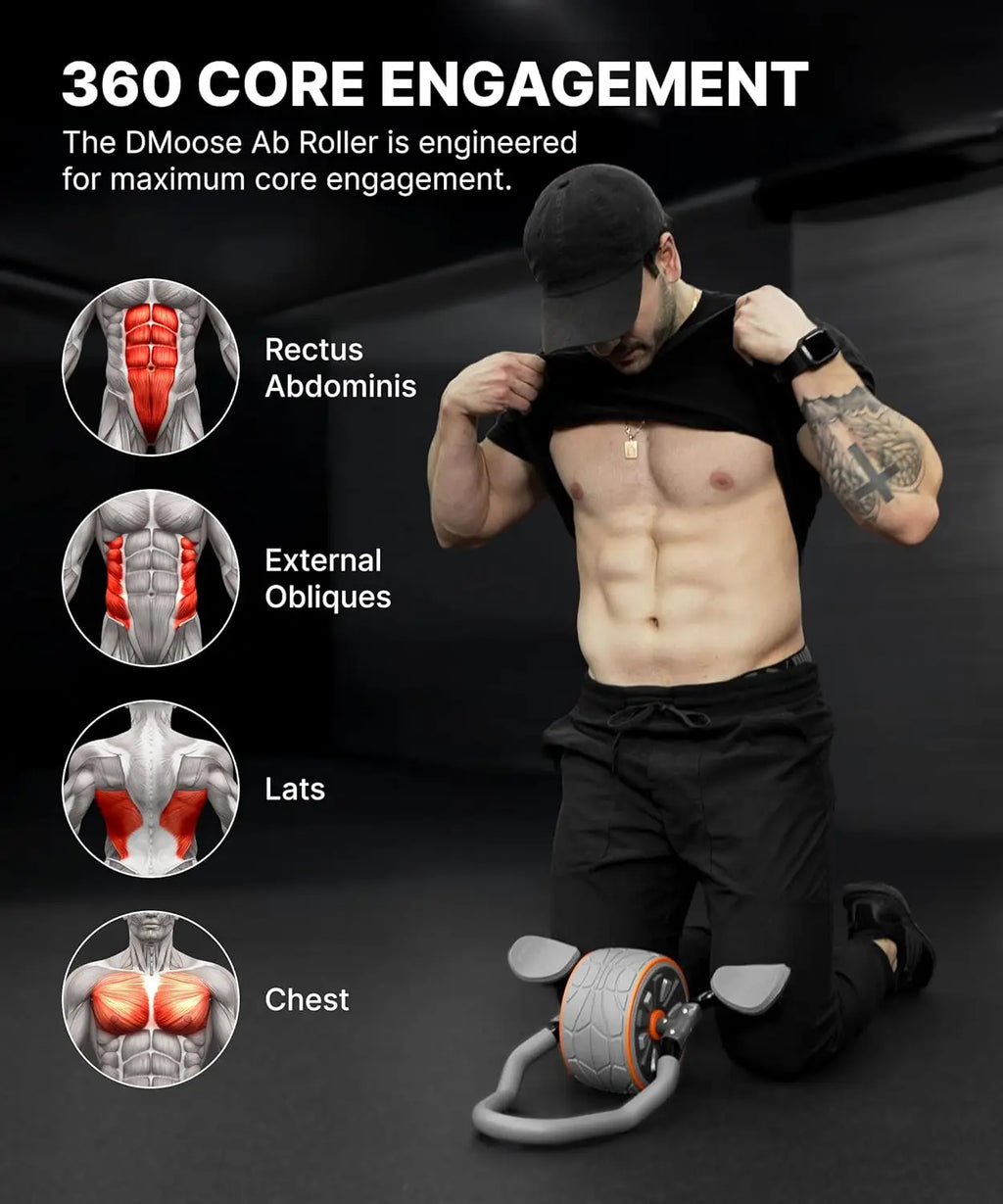 Ab Roller Wheel with Elbow Support and Knee Pads for Core Strength Training at Home or Gym