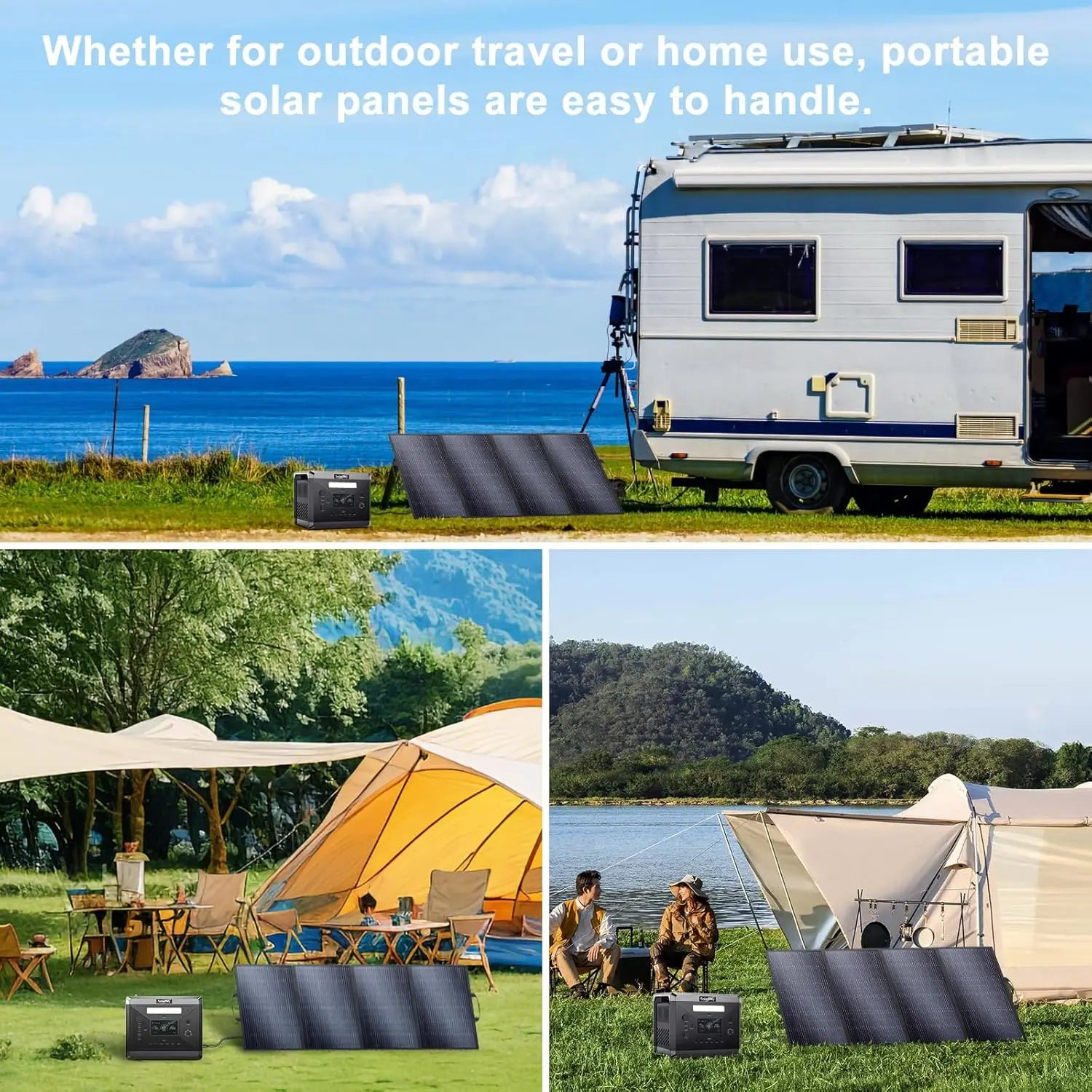 SolarPlay 400W Portable Solar Panel with Adjustable Kickstands, Foldable IP65 Waterproof Solar Panel for Power, Customized