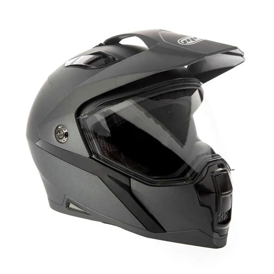 Dual Sport Off Road Motorcycle Full Face Helmet Dirt Bike ATV FlipUp Visor Model 23 Gray, Small