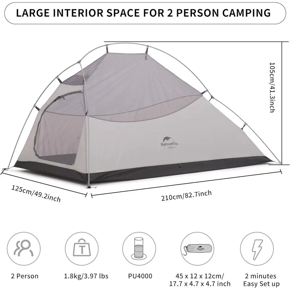 Ultralight 2-Person Cloud-Up Tent for Backpacking and Hiking - Freestanding Lightweight Camping Tent with Footprint