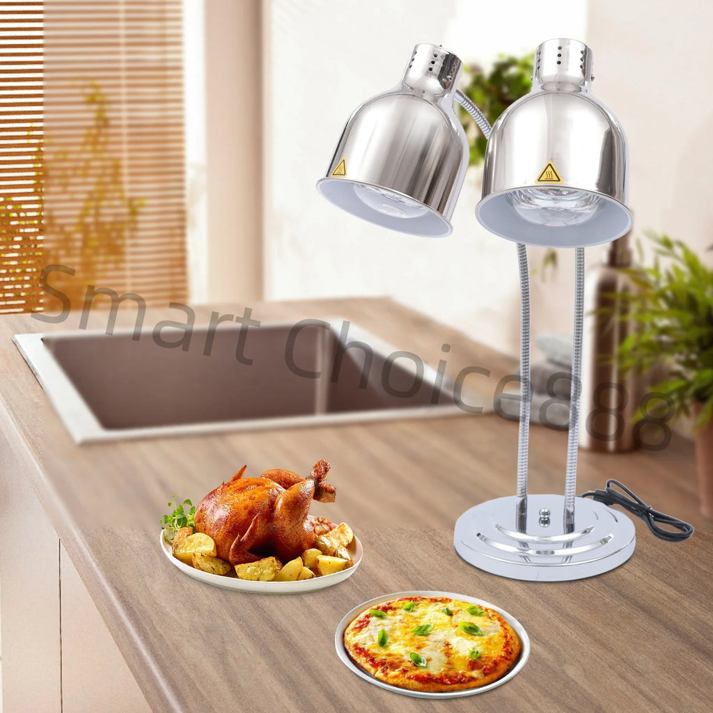 2 Light Food Heat Lamp Commercial Hotel Equipment Stainless Steel Food Warmer 110v/250w Restaurant Kitchen Buffet