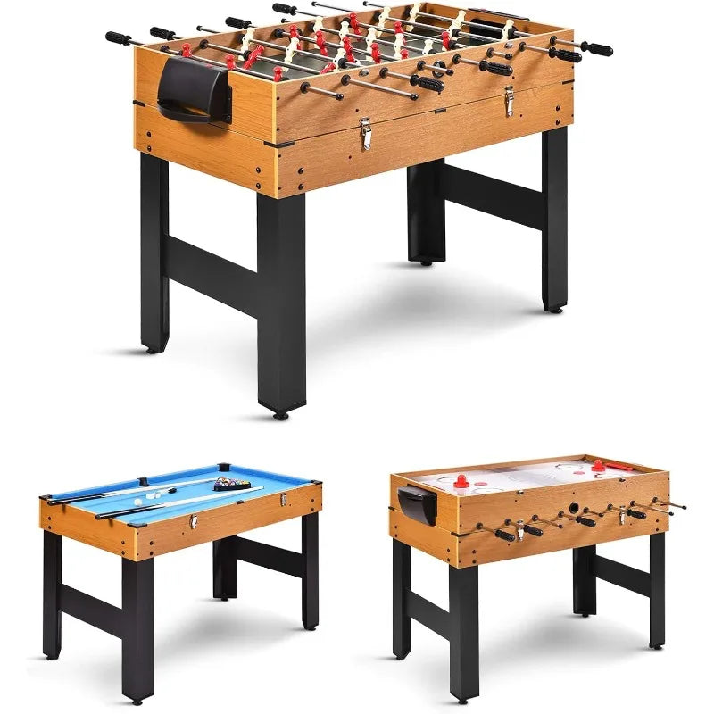 GYMAX 3 in 1 Multi Game Table, 49 in With Foosball, Hockey & Billiards,Competition Sized Combo for Home,Game Room,Bar,Party,Club