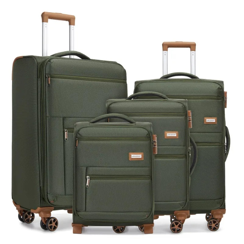 Green Luggage Set with Spinner Wheels Expandable Hardside Lightweight 3 Piece Suitcase Set for Travel