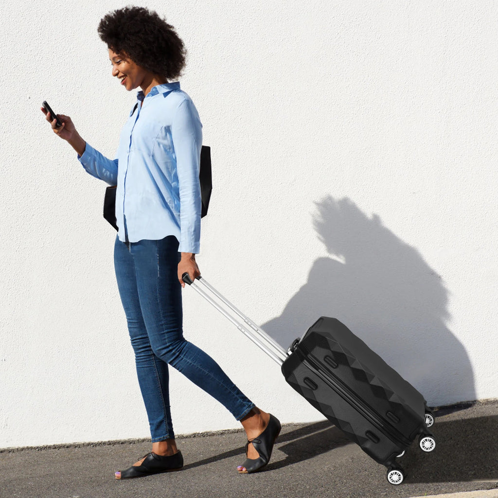 360° Spinner Wheel Luggage Suitcase with TSA Lock - Waterproof PC Hardshell Expandable Carry-On Check-In Bag for Travel, Black