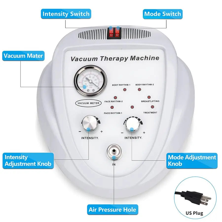 Vacuum Therapy Machine Multifunctional 075cmHg Cupping Cups Machine 6 Mode Adjustable Suction Vacuum Machine with 30 Cups and 3