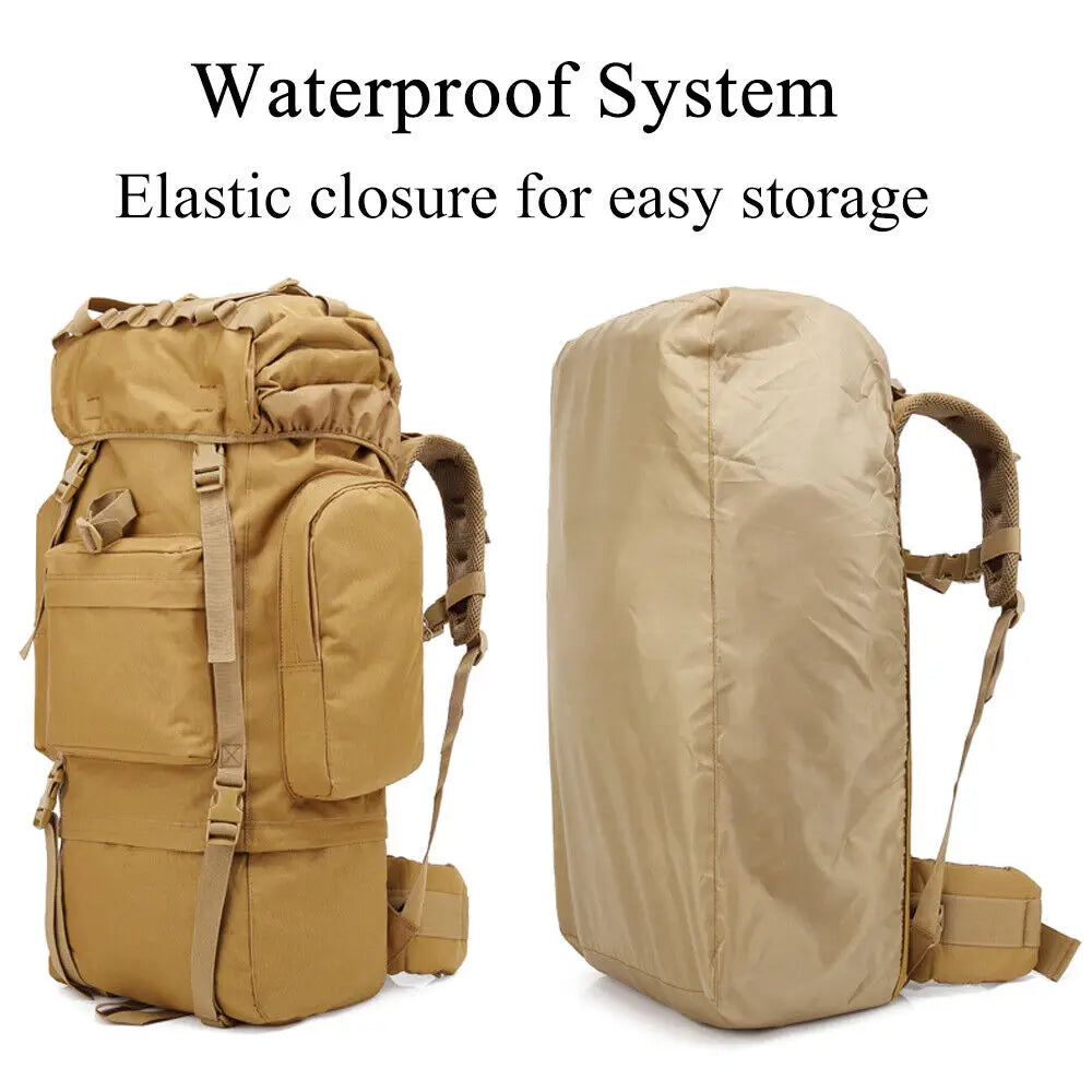 65L Tactical Backpack Rucksack Camping Traveling Climbing Bag for Outdoor Sport Waterproof Nylon Backpacks Hunting Bags