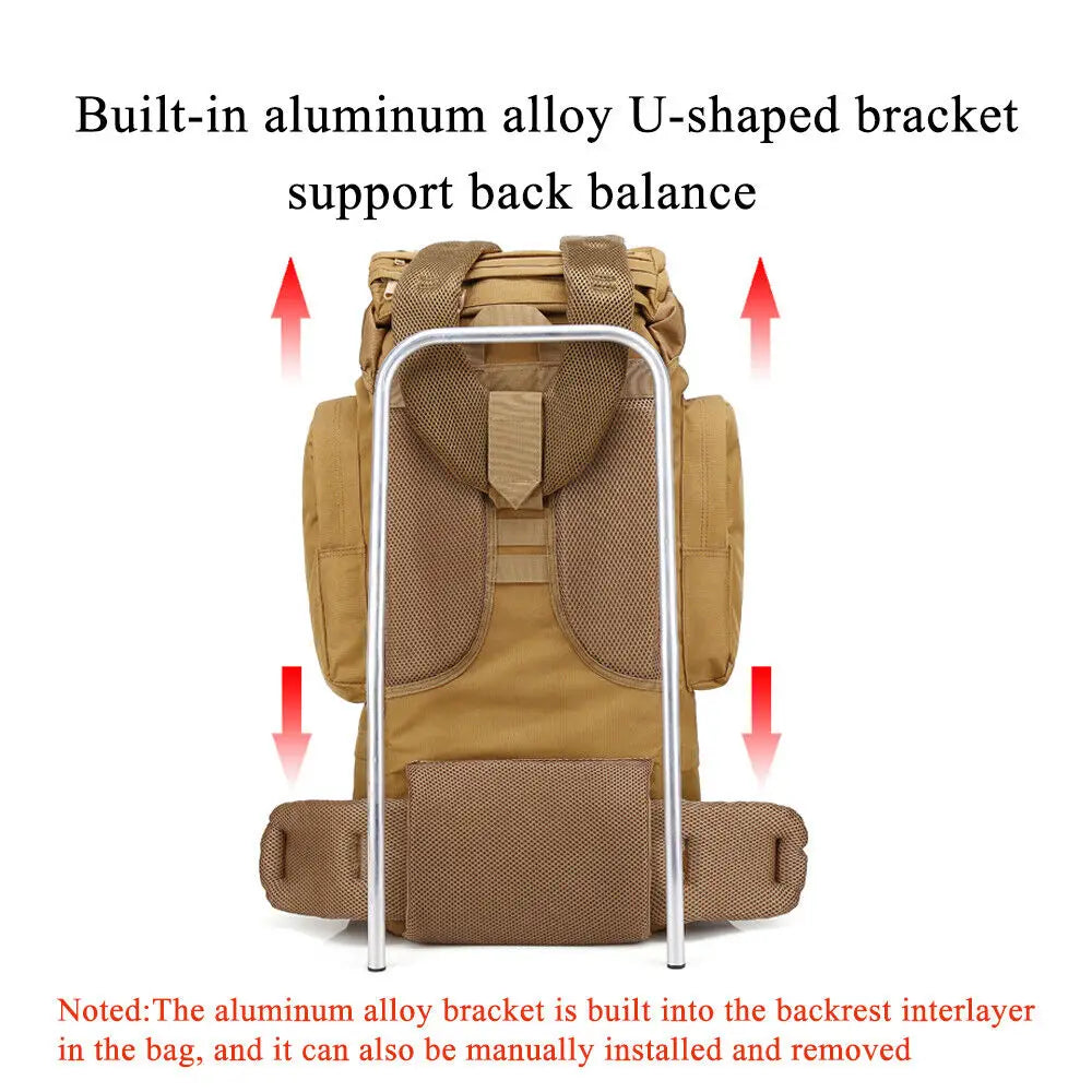 65L Tactical Backpack Rucksack Camping Traveling Climbing Bag for Outdoor Sport Waterproof Nylon Backpacks Hunting Bags