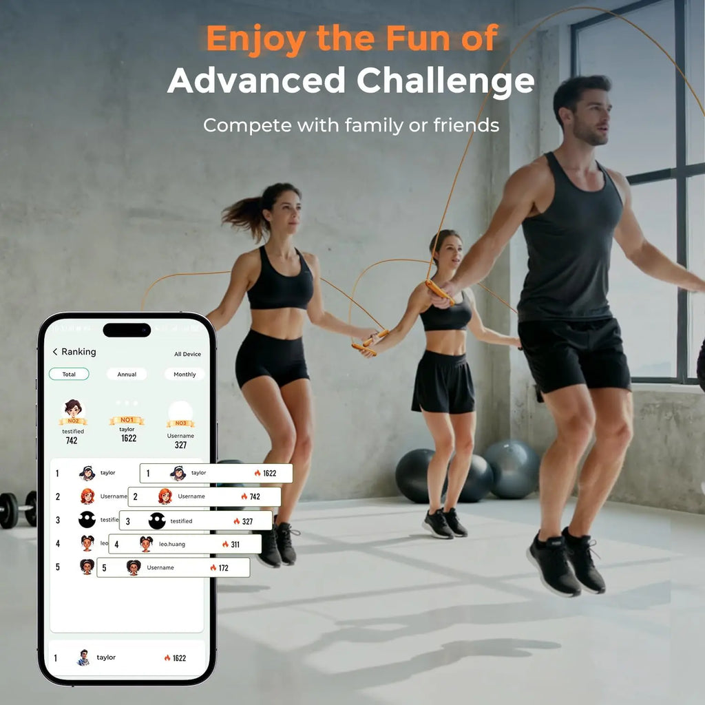 Smart Jump Rope with Gyroscope, Wireless App Tracking for Fitness Games at Home or Gym