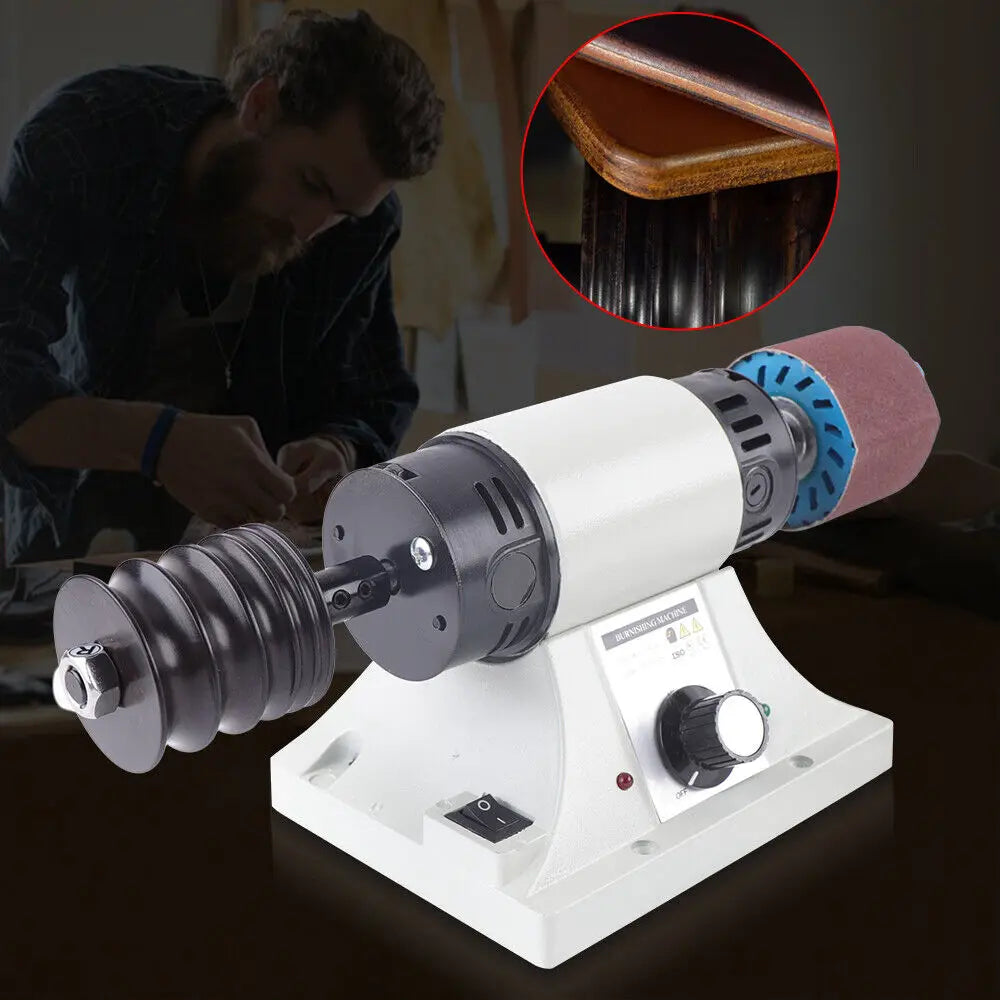 Electric Leather Edge Burnishing Machine, Leather Polishing Grinder Sanding Tool with Adjustable Grinding Head Speed 0-8000RPM