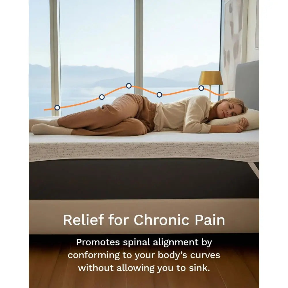 Memory Foam Mattress Topper Queen - High Density Ventilated Mattress Pad - Premium Removable Rayon Cover