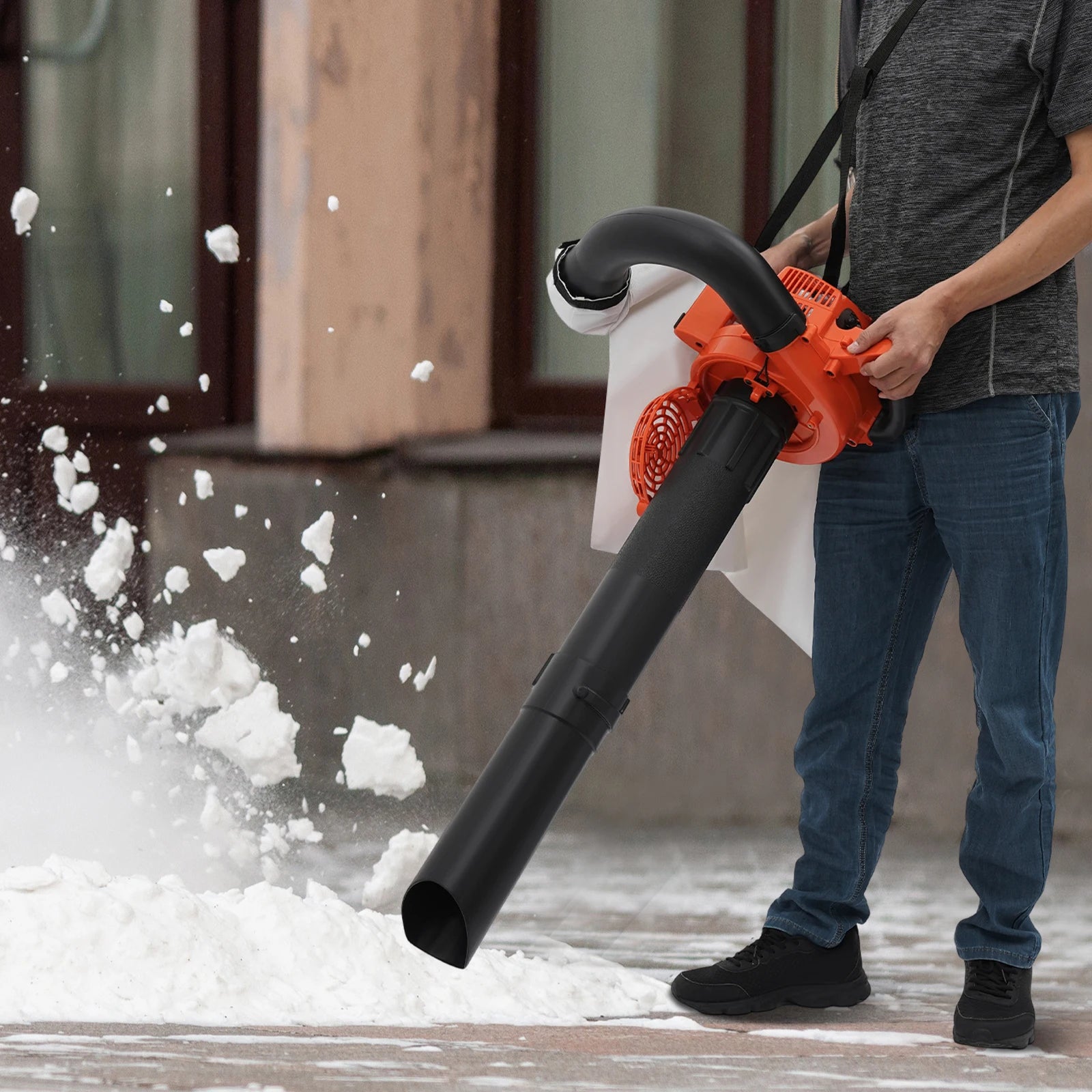Gas Leaf Blower 25.4CC 2 Stroke Handheld Gas Leaf Blower Grass Lawn Yard Dust Blowing Cleaning Tool with Collection Bag