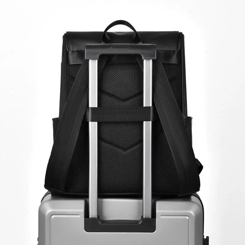 Classic Black Leather Backpack, Waterproof Business Bag for Men, Durable School & Work Backpack with Laptop Compartment